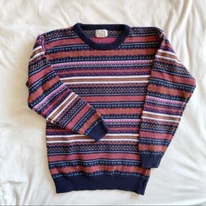 Vintage cotton knit fair isle “grandpa” sweater